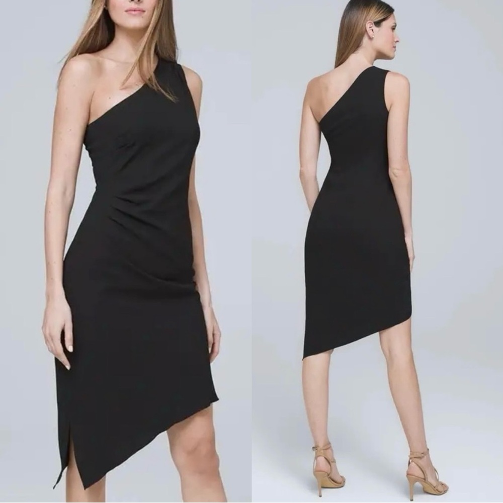 White House Black Market Asymmetrical Black Dress